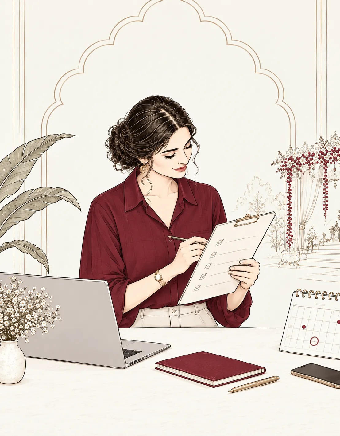 A planner coordinating vendors on site
