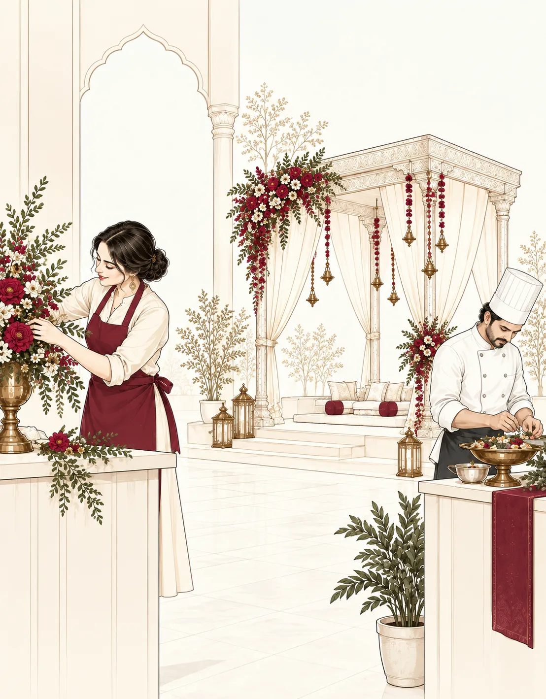 A themed wedding ceremony in a palace setting