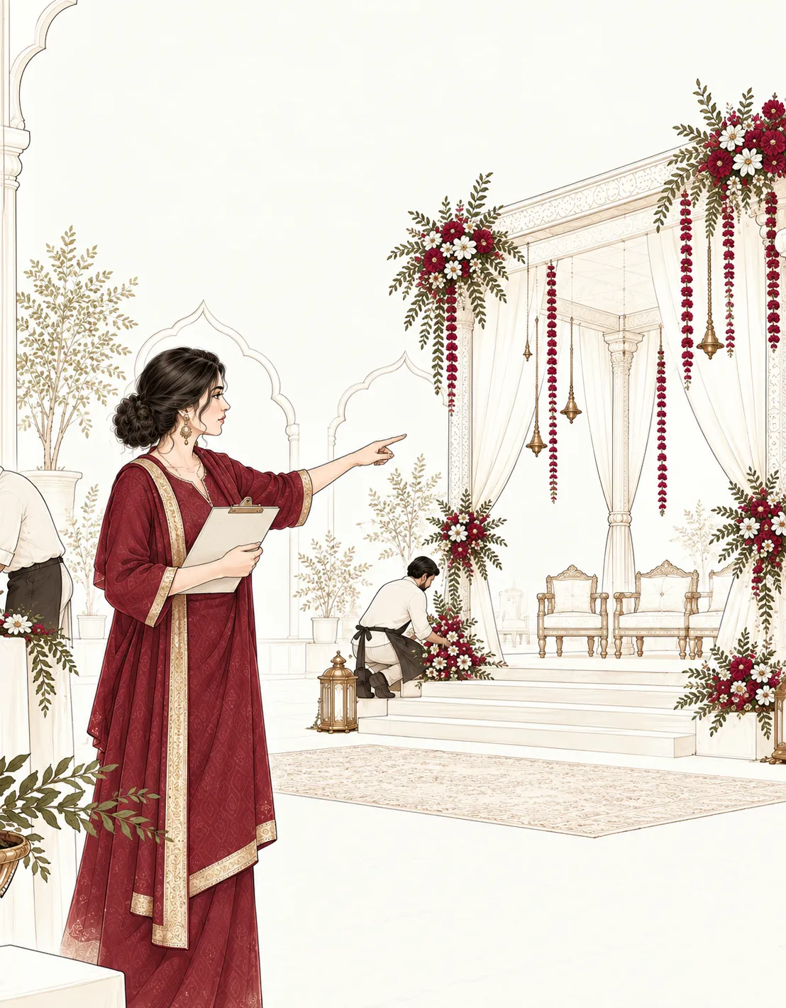 A destination wedding bazaar scene